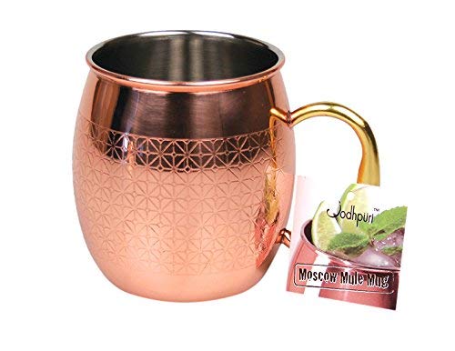 Jodhpuri 20 Ounce Stainless Steel Etched Moscow Mule Mug, Diamond