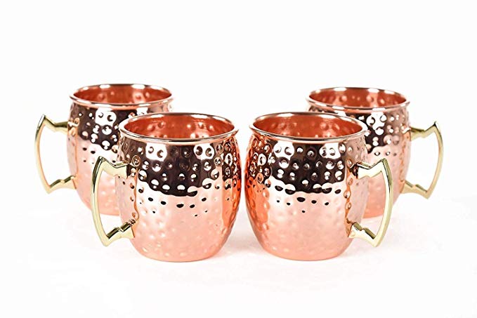 RV Hammered Copper Moscow Mule Mug with Brass Handle, 18oz