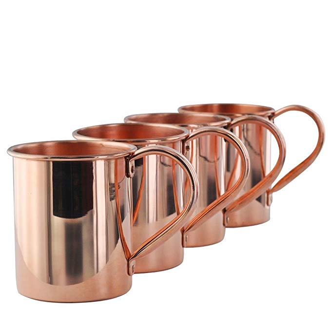 Solid 100% Pure Copper Moscow Mule Mugs Set of 4