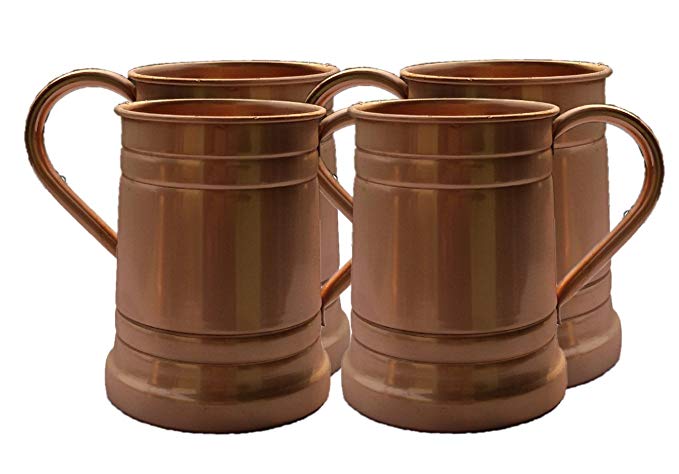 STREET CRAFT Set of 4 Handmade Solid Copper Moscow Mule Mug Large Tankard Capacity 20 Ounce