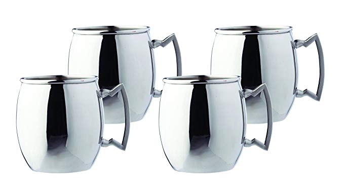 Steelii Stainless Steel Moscow Mule Mug with Stainless Steel Handle, 16-Ounce, Set of 4