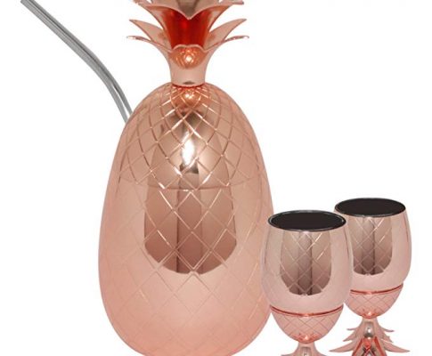 Silver One Stainless Steel 3 Piece- 17oz Pineapple Copper-Finish Cocktail Mug w Straw & 2 Pineapple Shot Cups Review