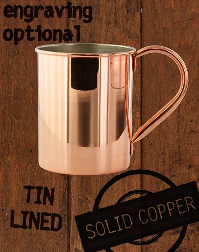 13.5oz Tin-Lined Solid Copper Moscow Mule Mule - Custom Engraved