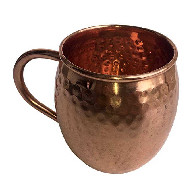 Pure Copper Moscow Mule Mug | Handcrafted Hammered Copper Drinking Mug | 16oz | No Nickel Lining 100% Solid Copper