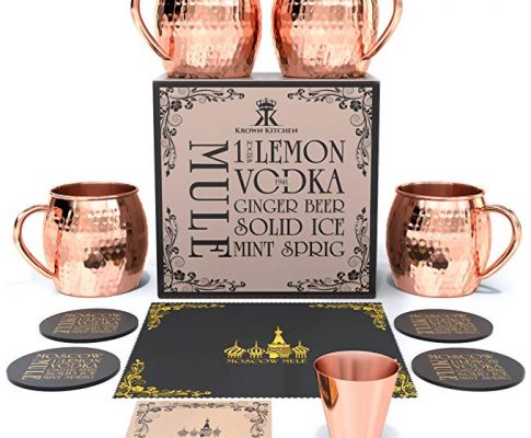 Krown Kitchen – Hammered Moscow Mule Copper Mugs Set of 4 | 16 oz Review