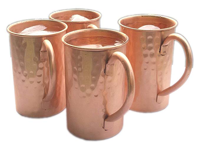 STREET CRAFT Set of 4 Drinkware Accessories Hammered Classic Copper Moscow Mule Mugs Cups Capacity 16 Ounce