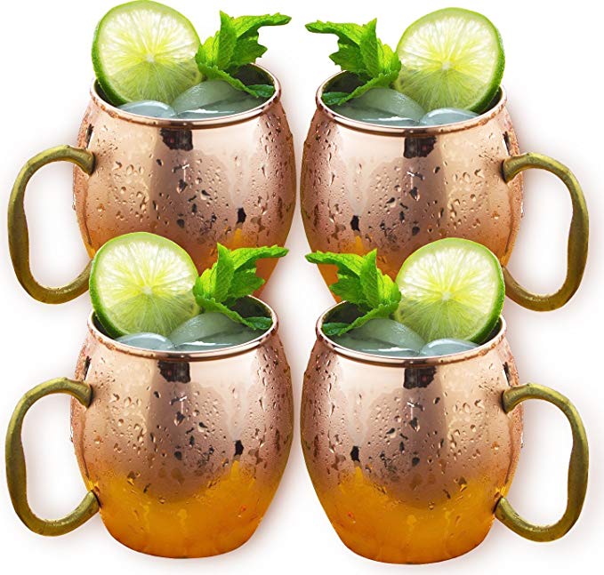 Estilo Handcrafted Solid Copper Moscow Mule Mugs, 20-ounce - Set of 4