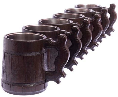 Set of 6 Beer Mugs / Gifts Set of 6 Wooden Beer Mugs / Set of 6 Mugs By WoodenGifts – 0.6 Litres Or 20oz Wooden Mugs – Set of 6 Coffee Mugs – Set of 6 Stainless Steel Cups (Set of 6 Mugs) Review