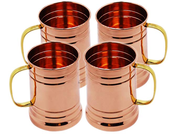 STREET CRAFT Set of 4 Copper Tankard Large Moscow Mule Mug Copper Mugs Capacity 20 Ounce