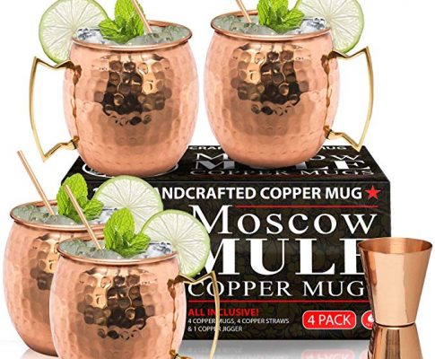 Moscow Mule Copper Mugs – Set of 4-100% HANDCRAFTED – Food Safe Pure Solid Copper Mugs – 16 oz Gift Set with BONUS: Highest Quality Cocktail Copper Straws and Jigger! Review