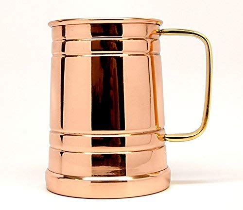 Tankard Large Moscow Mule Copper Mugs, 20 Oz - Handmade of 100% Pure Copper, Brass Handle