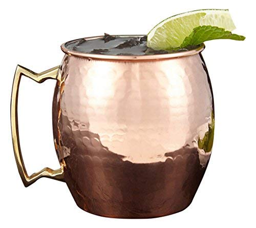 Modern Home Authentic 100% Solid Copper Hammered Moscow Mule Mug - Handmade in India