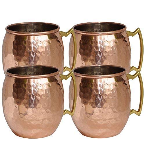 Copper Moscow Mule Mug Hammered Dutch Style Lacquered Finish,Set of 4 Mugs by DakshCraft