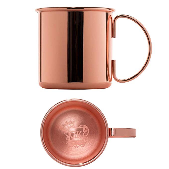 Premium Stainless Steel Copper Mug for Moscow Mule & Gin Tonic - Copper-Plated - As well perfect as a gift -