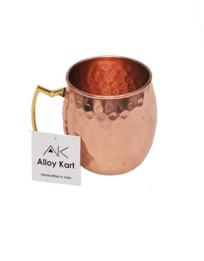 Alloy Kart Hammered Moscow Mule 100% Copper Mug 16 Oz Set Of 4