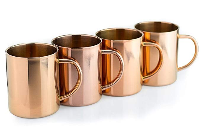 TeikisÂ (4 Pack) 16 Oz Moscow Mule Copper Mugs - - Chills quickly and keeps the drinks frosty