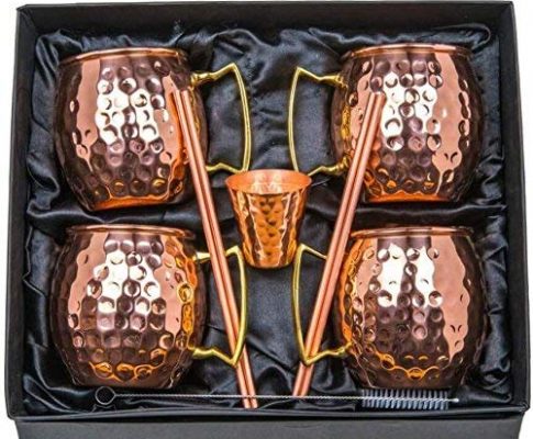 Old Moscow Mule Copper Mugs – 16oz Solid Copper Hammered Cups – Gift Set Bundle of 4 Review