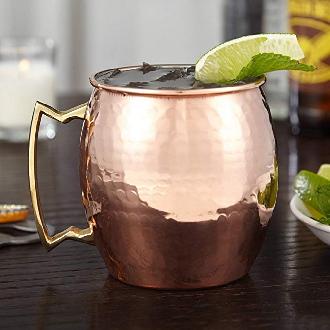 PureCopper Moscow Mule Mug - 100% Copper, 16oz Hammered Barrel - BONUS Recipe Cards! by PureCopper