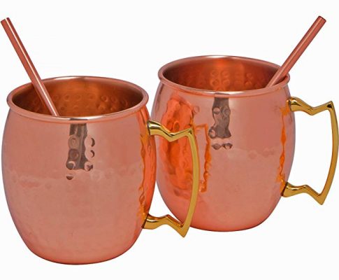 Artisan Moscow Mule Gift Set – Set of 2 Hammered Copper Mule Mugs with Copper Straws – Two Handmade Solid Copper Mugs with two Copper Straws Review