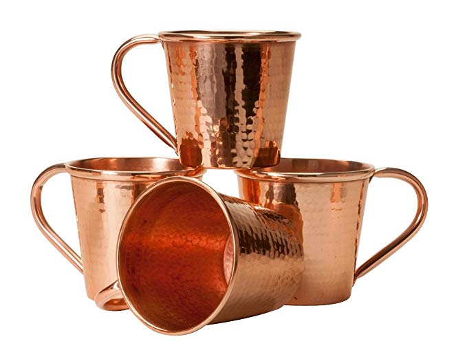 Sertodo Copper CMMc-12-4 Moscow Mule Mug, Hand Hammered 100% Pure Copper, 12 oz, Set of 4