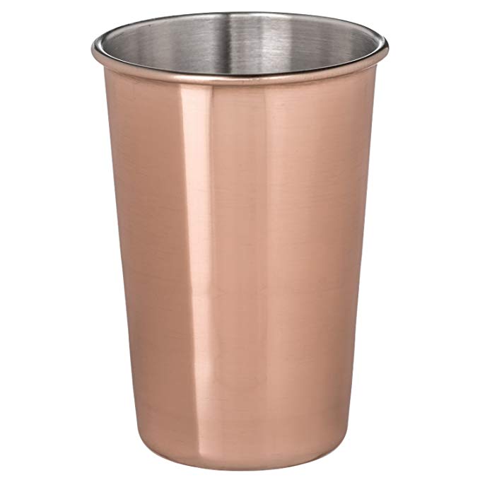 Thirsty Rhino Tenki, 16 oz Copper Plated Pint Cup Glass Tumbler Mug, Copper Plated (Set of 6)