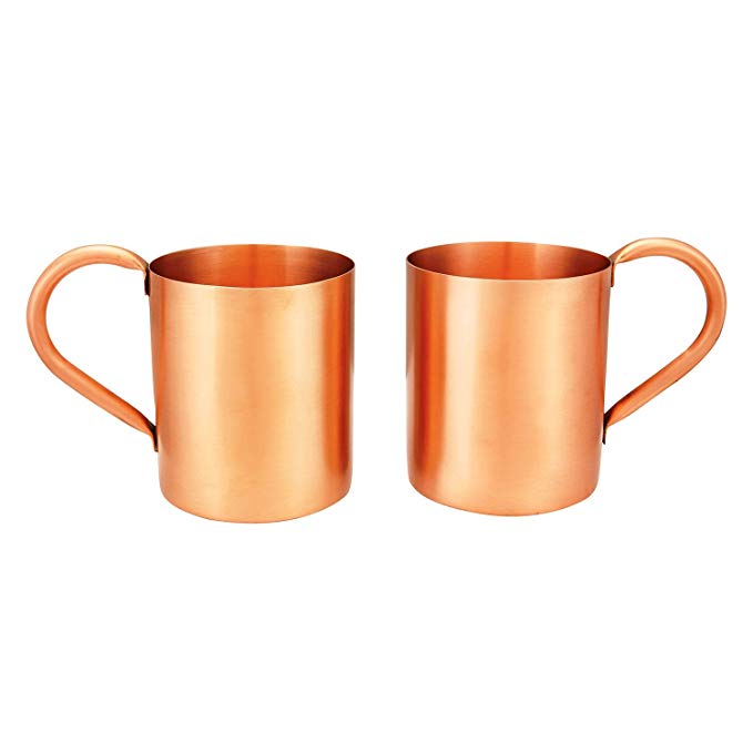 Birthday Gift Ideas Set of 2 100% Pure Copper Moscow Mule Copper Mugs Handcrafted Solid Unlined Hammered Authentic Copper Mugs For Cocktails Beer Iced Drinks Housewarming Gifts (16 Ounce Design 3)