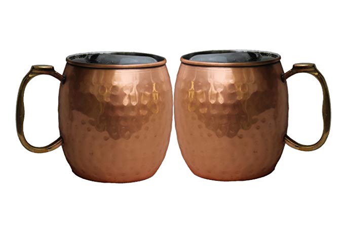 Indian Gifts Store Hand Hammered Antique Finish Copper Moscow Mule Mug 16 Oz Brown Thumbs Handle (2)