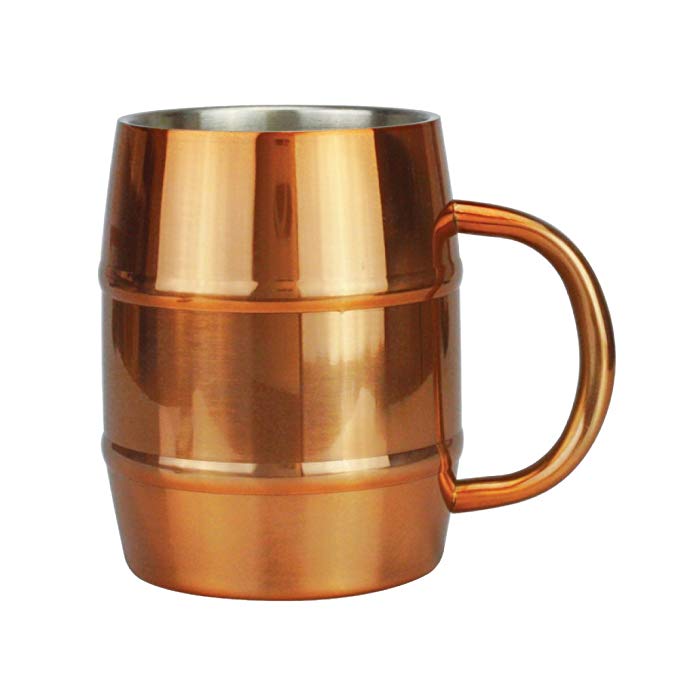 Mug - Moscow Mule Copper Cup Stainless Steel Barrel Mug 16 Ounce