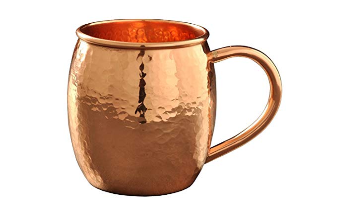 Moscow Mule Copper Mugs - Hammered - 100% HANDCRAFTED - Pure Solid Copper Mugs 16 oz-Best Quality Cocktail Real mule Drinks