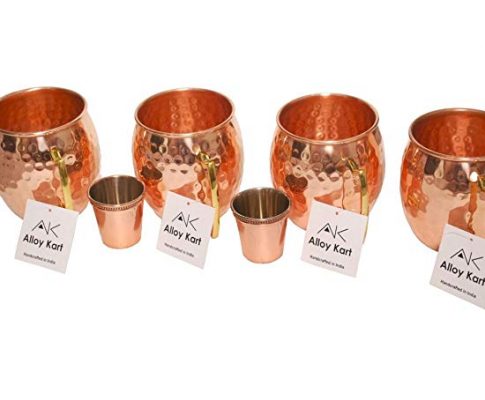 Alloy Kart 16 oz Moscow Mule Copper Mugs with 2-Piece Shot Glass, Set of 4 Review