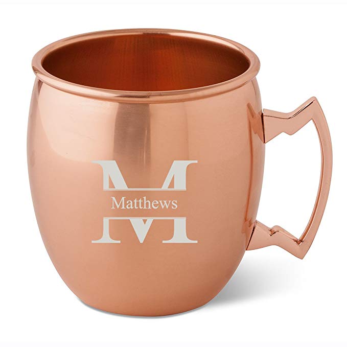 Personalized 20 oz. Classic Copper Moscow Mule Mug - Stamped Monogram