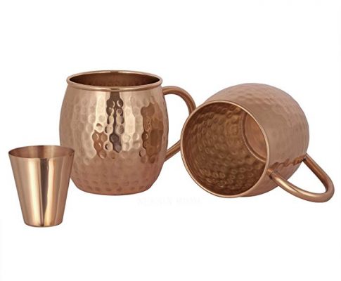 Moscow Mule Copper Mugs, set of 2 Pure Copper Mugs – Copper Moscow Mule Mug, 16 Oz Copper Cups with 2 Free Shot Glasses Review