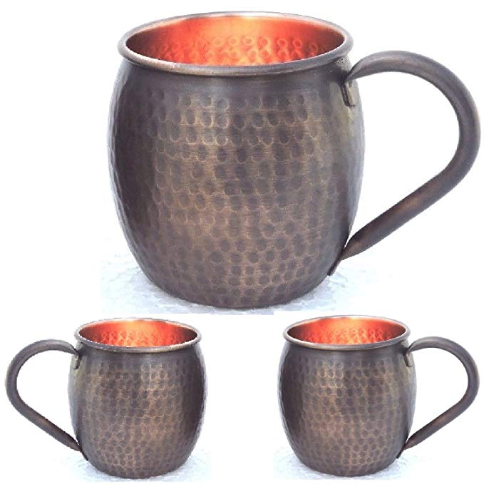 Staglife Copper Mugs and Copper Cups for Moscow Mules with Copper-Black Finish | Moscow Mule Copper Mugs Set of 2