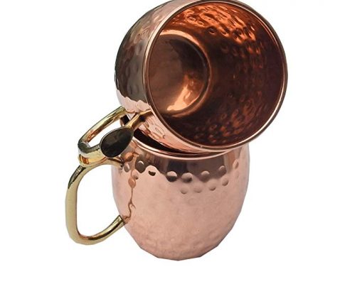 Wonder Care-Premium Moscow Mule Copper Mug Handmade 16 Oz 100% Pure Copper Mugs with Pointed Handle. Great for Any Chilled Beverage! Brilliant for Entertaining. (Pack of 2, Thumb Handle) Review