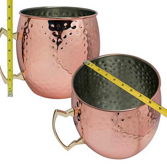 BonBon GIANT Hammered Luxury Moscow Mule Copper Mug with HUGE Cup 192oz. (Nickel lining)