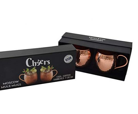 Moscow Mule Mugs – Cheers – 100% Copper – Authentic Handcrafted – Made In India – Hammered Finish – Sets Of 2-16oz – Food Safe – Gift Includes Our Special Recipe Book – For A Perfect Cocktail Review