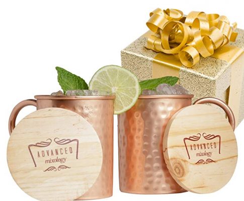 Advanced Mixology Moscow Mule Gift Set 100% Pure Copper Mugs (Set of 2)- 16 Ounce with 2 Artisan Hand Crafted Wooden Coasters Review