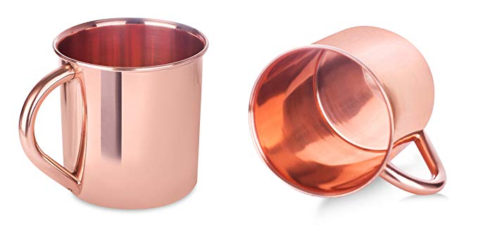 BirdRock Home Simple Copper Moscow Mule Mugs | Set of 2 | Cup | Home and Kitchen | Cocktails | Drinks