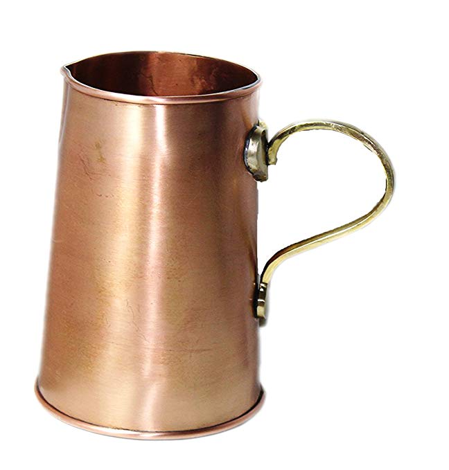 STREET CRAFT Handcrafted 100% Pure Solid Copper Tankard Brass Handle Moscow Mule Water Serving Pitcher Heavy Gauge Copper Water Pitcher Jug