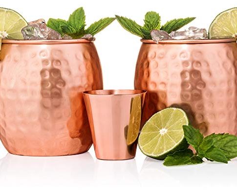 ….Hingston & Thomas Copper Moscow Mule Mugs with Copper Shot Glass, 16 Oz, Set of 2 Review