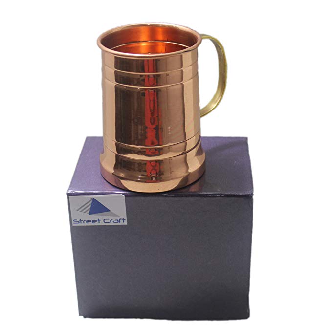 STREET CRAFT Gift Box Packed Tankard Large Moscow Mule Copper Mugs Capacity 20 Oz Pack of 1 Handmade of 100% Pure Copper Brass Handle