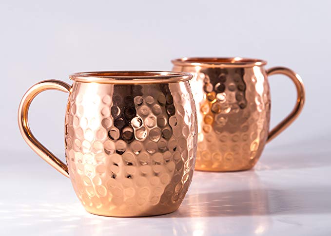 Moscow Mule Copper Mugs - Set Of 2-100% Handcrafted Pure Solid Copper Mugs -Our 16 oz Gift Set Makes A Great Gift Set For Men And Women - Good For Beer & Ginger Beer Cocktails