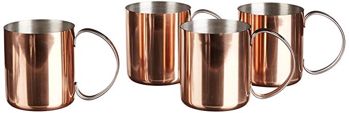 Southern Homewares Copper Mug for Moscow Mules - 12-Ounce Copper-Clad Stainless Novelty Cup - Set of 4