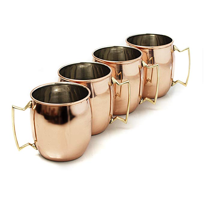 MOSCOW MULE SET OF 4 16 OUNCE MUGS SOLID COPPER