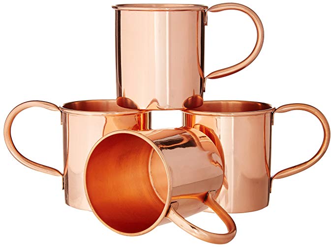 Moscow Mule Copper Mugs Set of 4 by Coppertisan - Handmade of 100% Pure Copper - Best Moscow Mule Mugs with Moscow Mule Recipes (Classic - Set of 4)