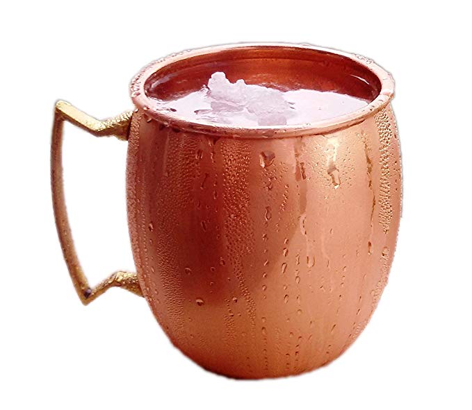 STREET CRAFT Barrel Copper Moscow Mule Mug Handmade Of 100% Pure Copper, Brass Handle Plain Moscow Mule Mug / Cup 16 Oz Brown Set Of 1