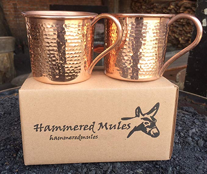 Copper Moscow Mule Mugs 14oz hammered Set of 2 - 14-HM-2PK