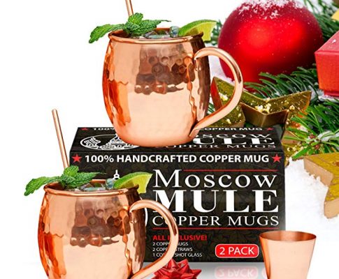 Benicci Moscow Mule Copper Mugs – 100% HANDCRAFTED – Food Safe Pure Solid Unlined Copper Mug 16 oz Gift Set with BONUS: Highest Quality Cocktail Copper Straws, Shot Glass and Spoon (Set of 2) Review