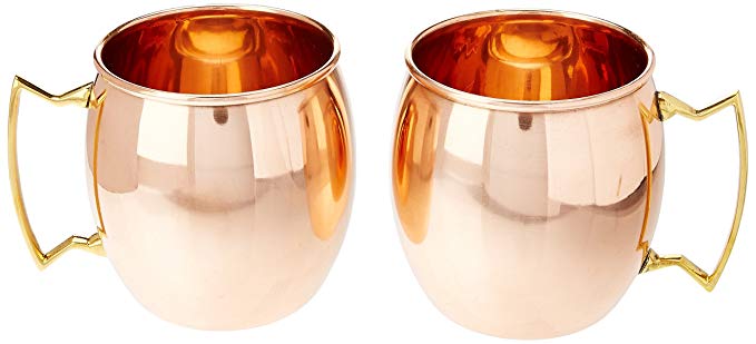 Mule Me! Copper Mugs Moscow Mule No Inner Lining Copper Mugs, Set of 2, 16 oz.