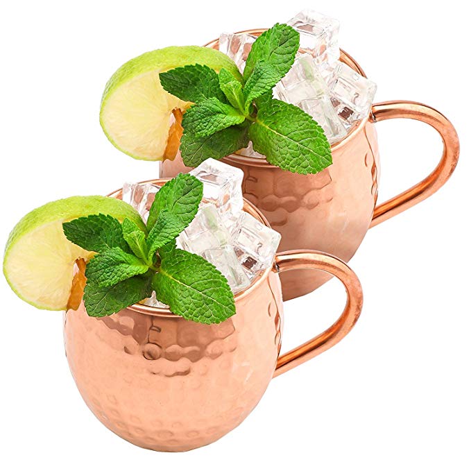 ARTISAN HAMMERED Moscow Mule Copper Mugs Set Of 2 With Straws - 100% Pure Solid Copper With 16 oz Capacity - You Deserve The Finest Bar Quality Cocktail Mugs - The Perfect Gift To Entertain in Style